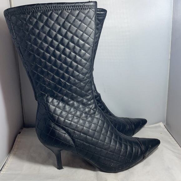 Black Croc Embossed Faux Leather Pointy Toe side zip boots Size 8 from Hypnotic - Picture 4 of 9